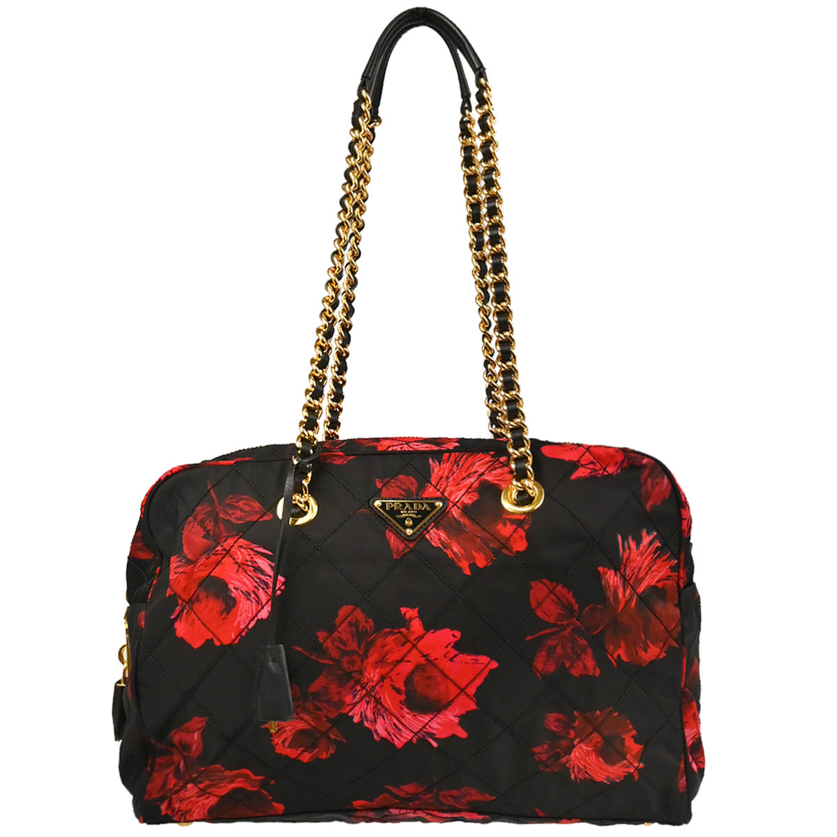 Prada Black Red Nylon Shoulder Bag