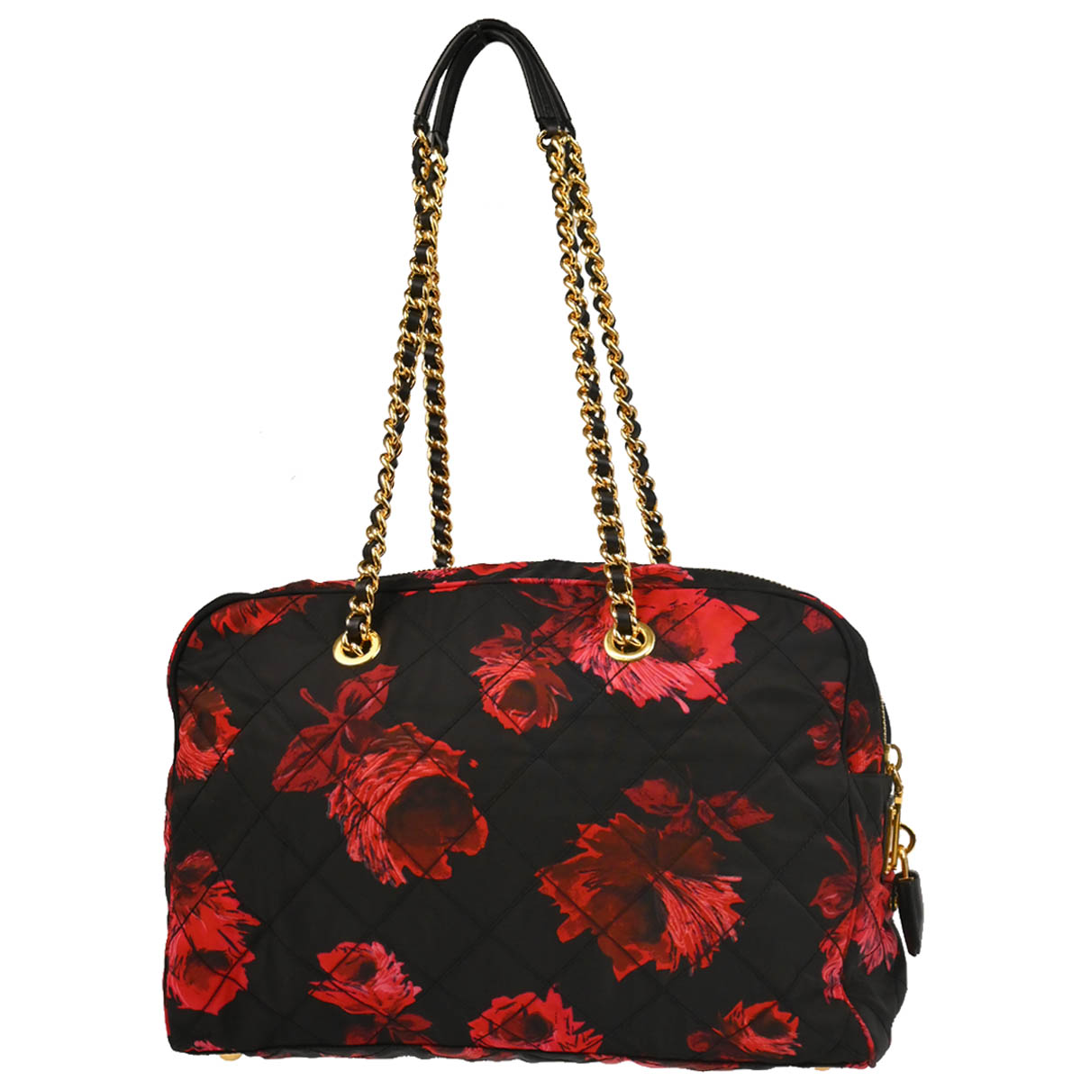 Prada Black Red Nylon Shoulder Bag