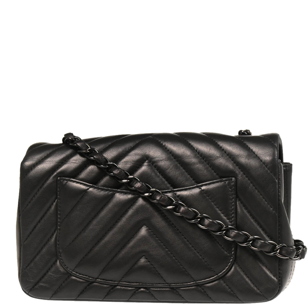 Chanel 2015-2016 Black Lambskin Chevron Single Flap Shoulder Bag