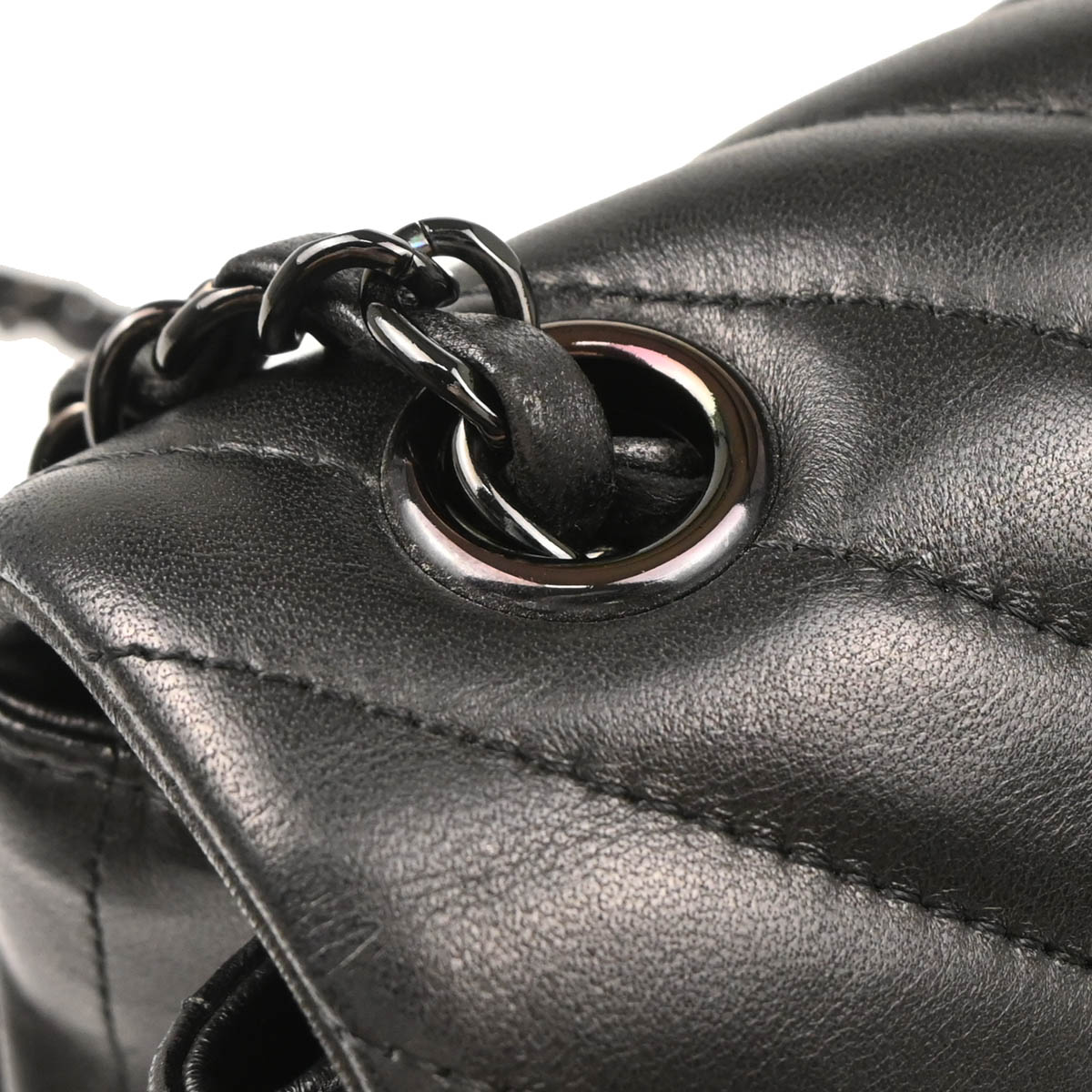 Chanel 2015-2016 Black Lambskin Chevron Single Flap Shoulder Bag