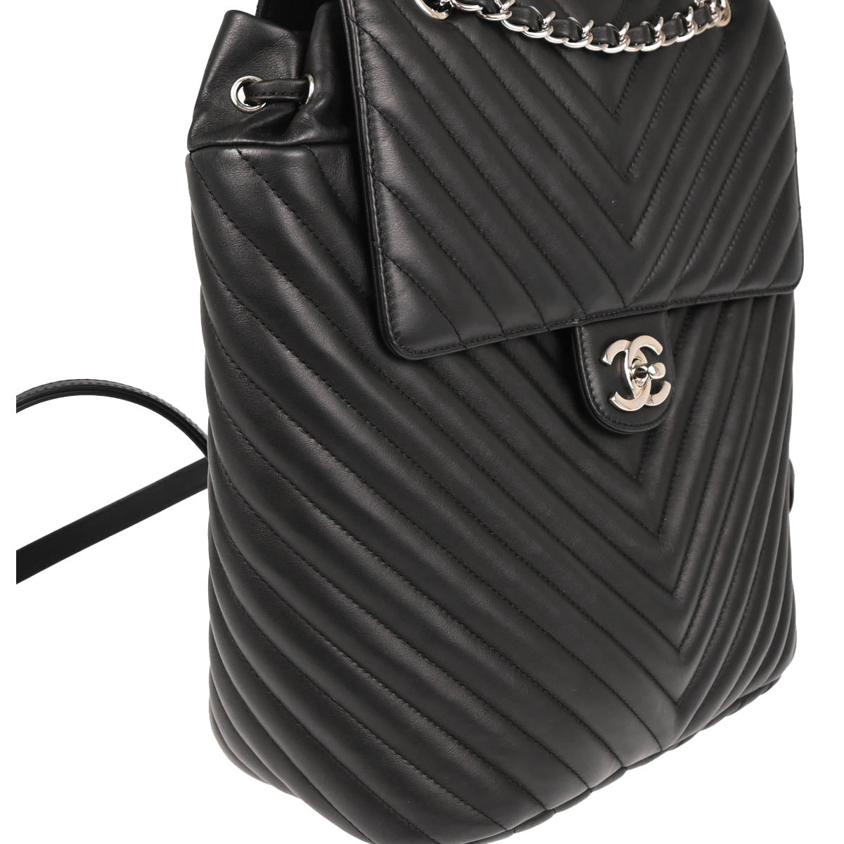 Chanel 2016-2017 Black Lambskin Chevron Urban Spirit Backpack