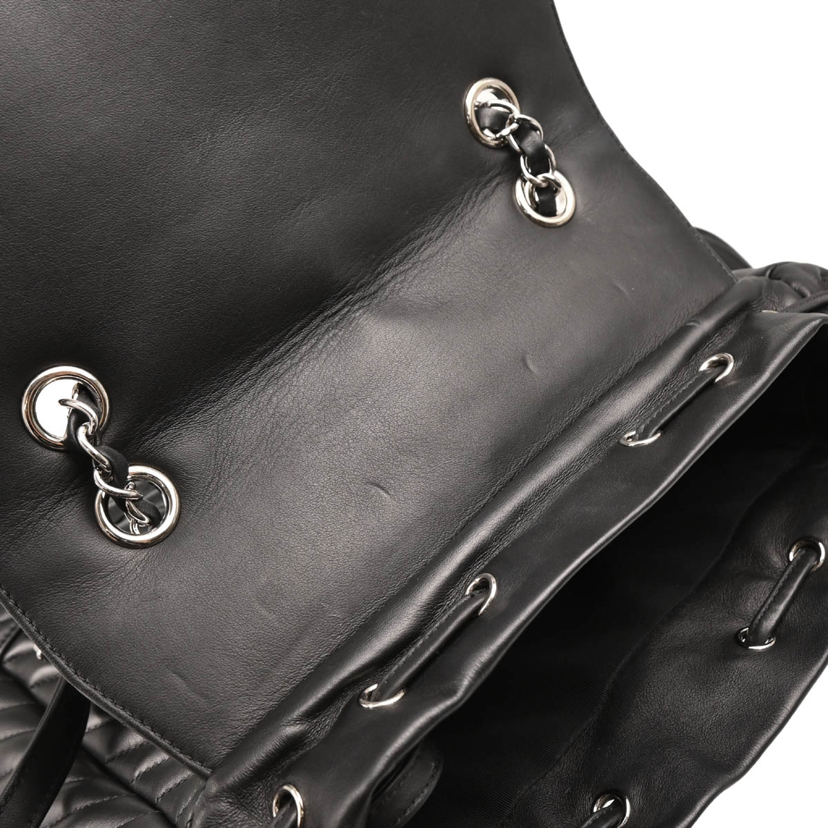 Chanel 2016-2017 Black Lambskin Chevron Urban Spirit Backpack