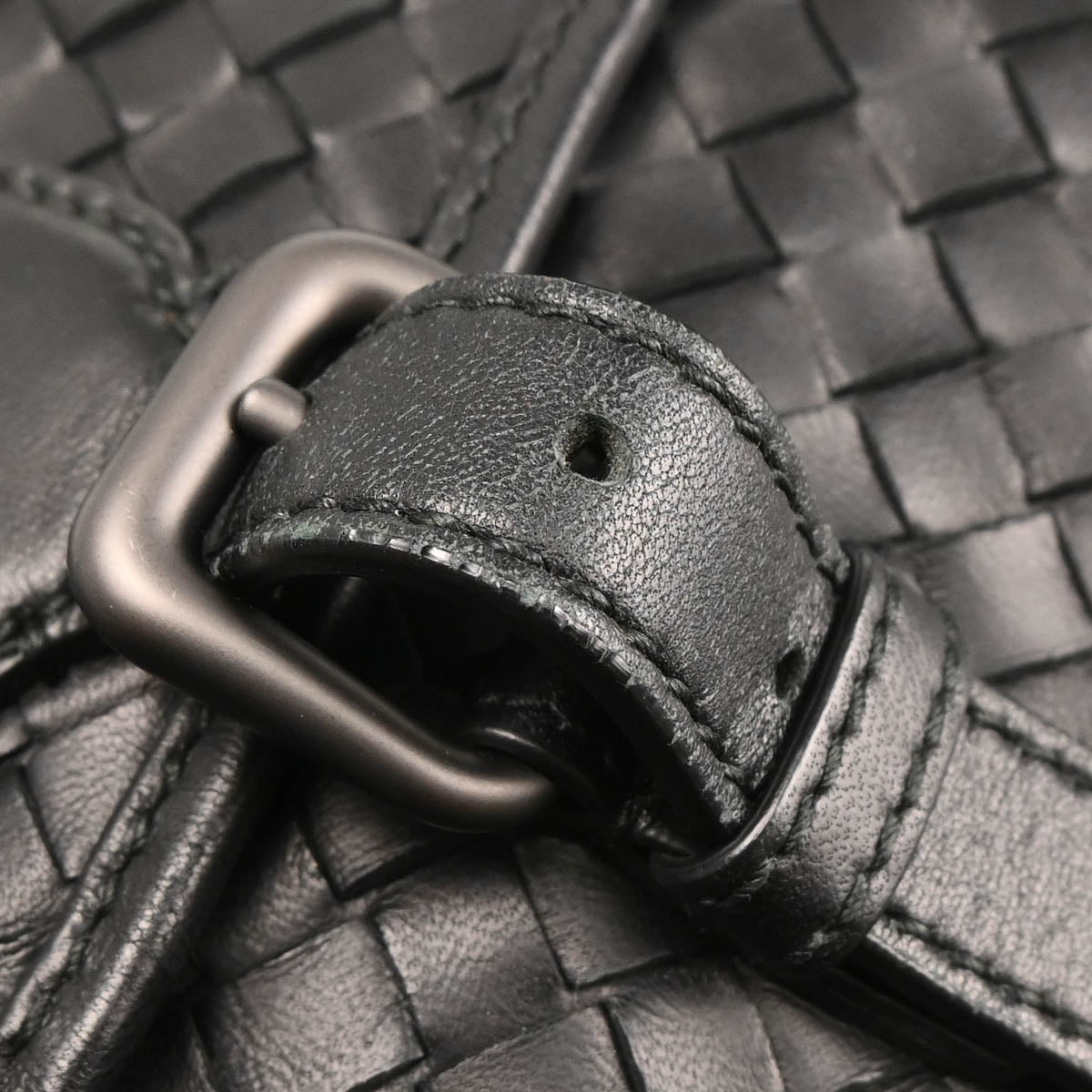 Bottega Veneta Black Intrecciato Messenger Bag