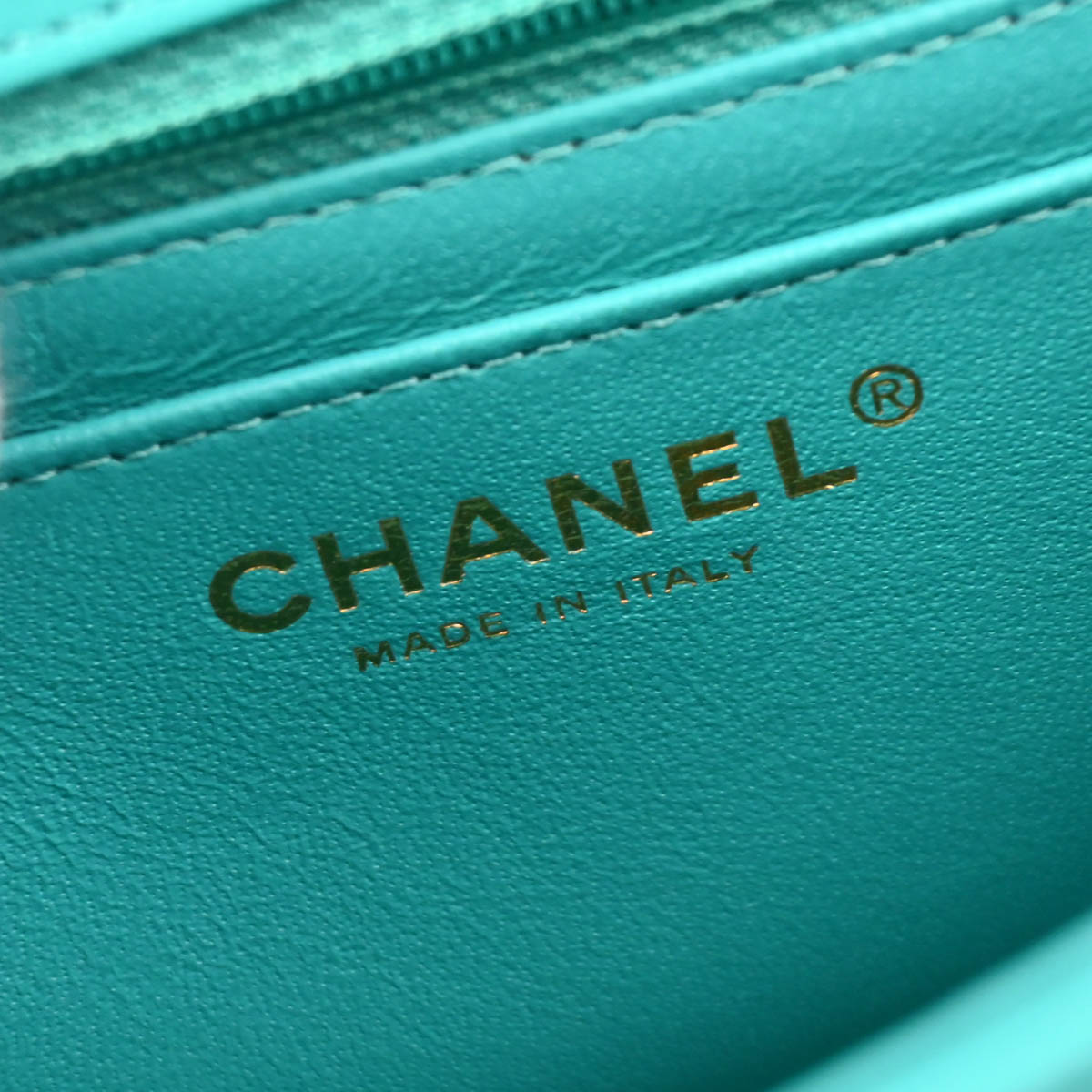 Chanel 2017 Blue Chevron Mini Classic Square Flap Shoulder Bag