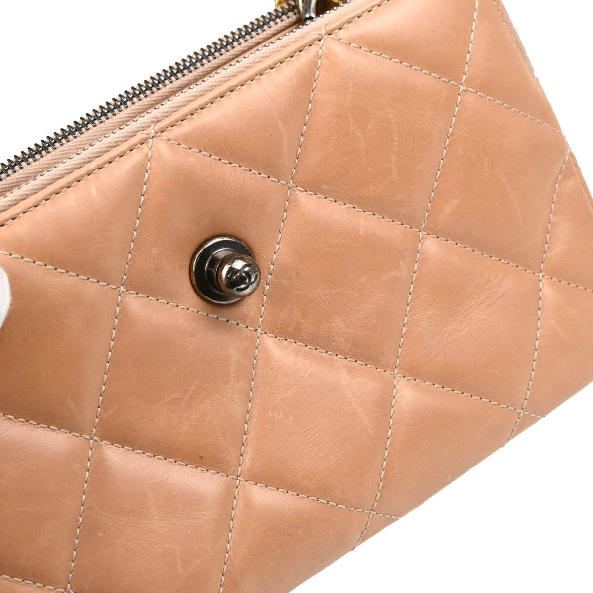 Chanel 2015-2016 Beige Calfskin Daily Walk Double Zip Shoulder Bag