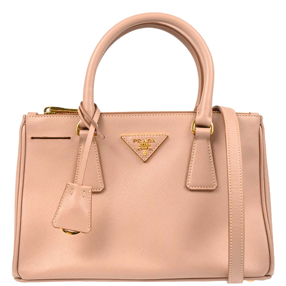 Prada Pink Leather Galleria 2way Shoulder Tote Handbag