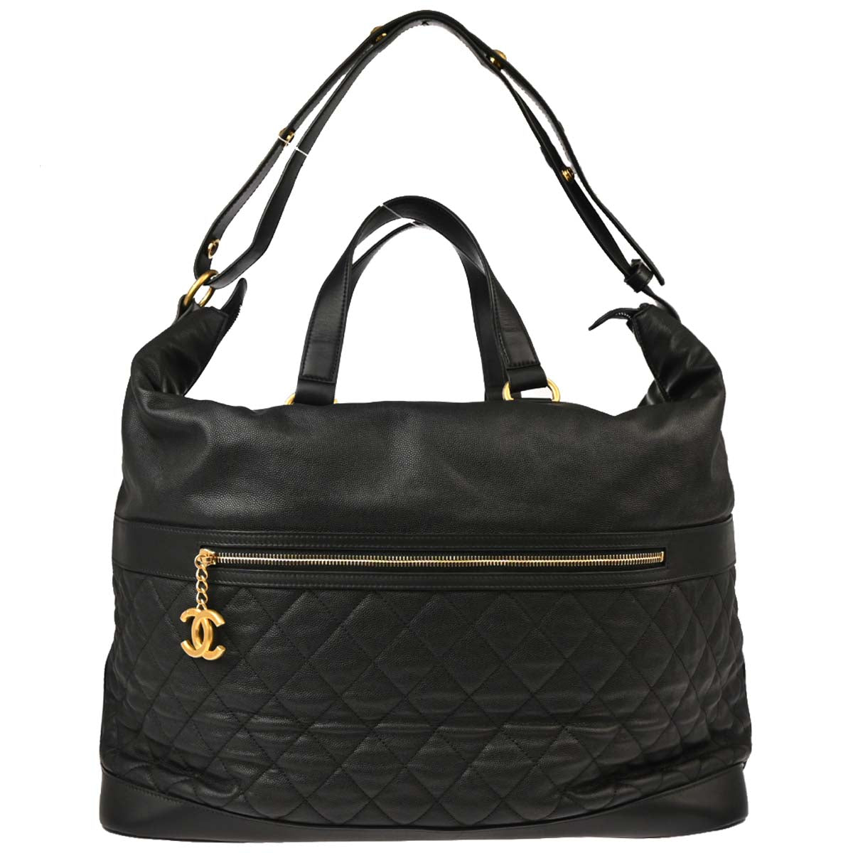 Chanel 2018-2019 Black Caviar 2way Shoulder Handbag