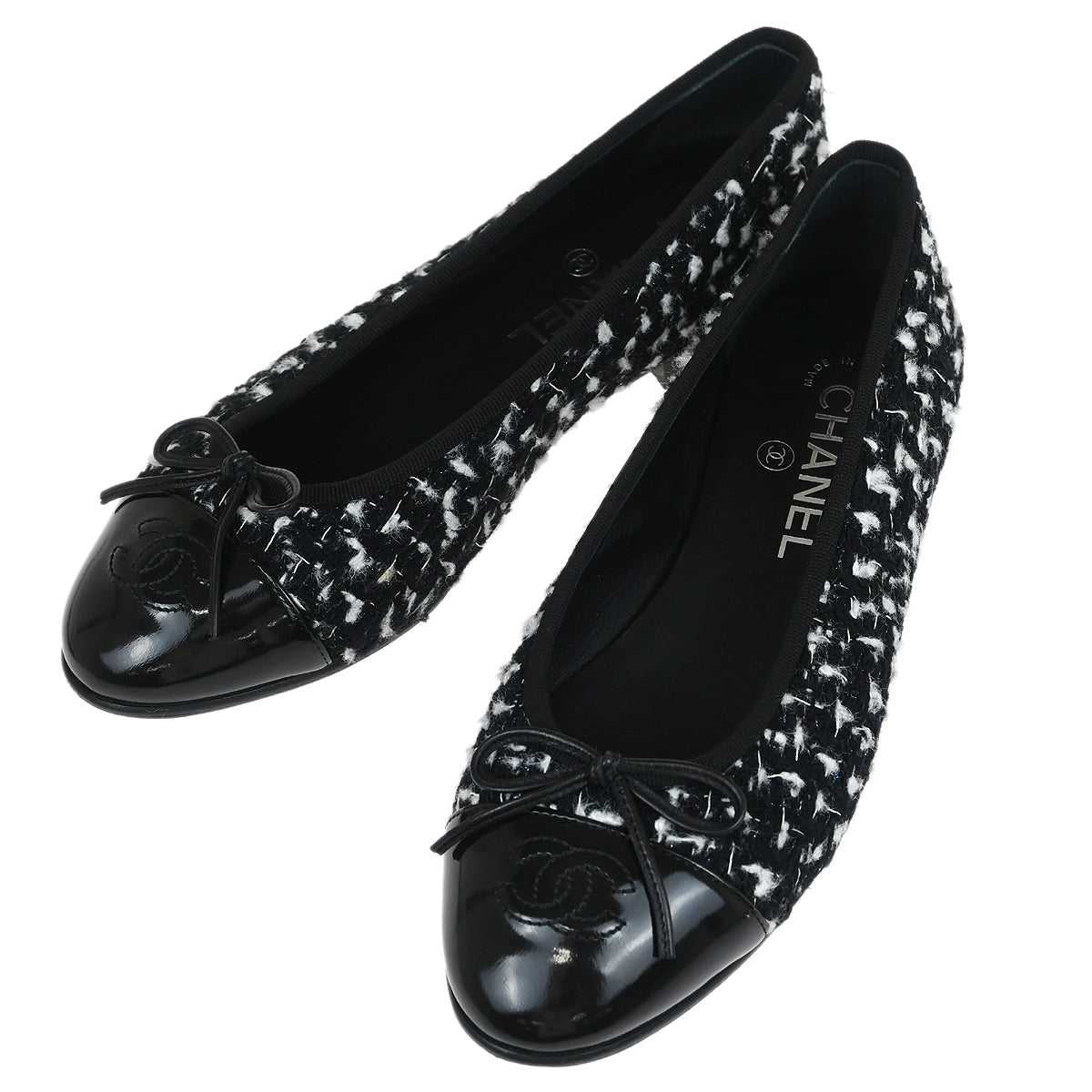 Chanel * Flat Ballerina Shoes Black J/G02819 #37C