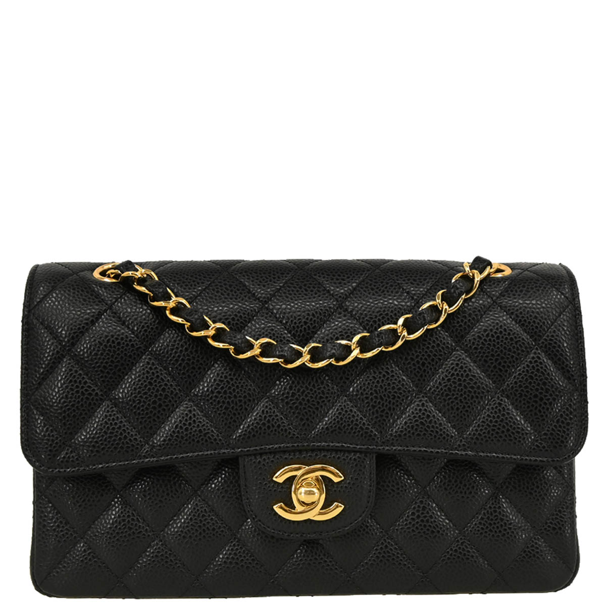 Chanel 2012 Black Caviar Small Classic Double Flap Shoulder Bag