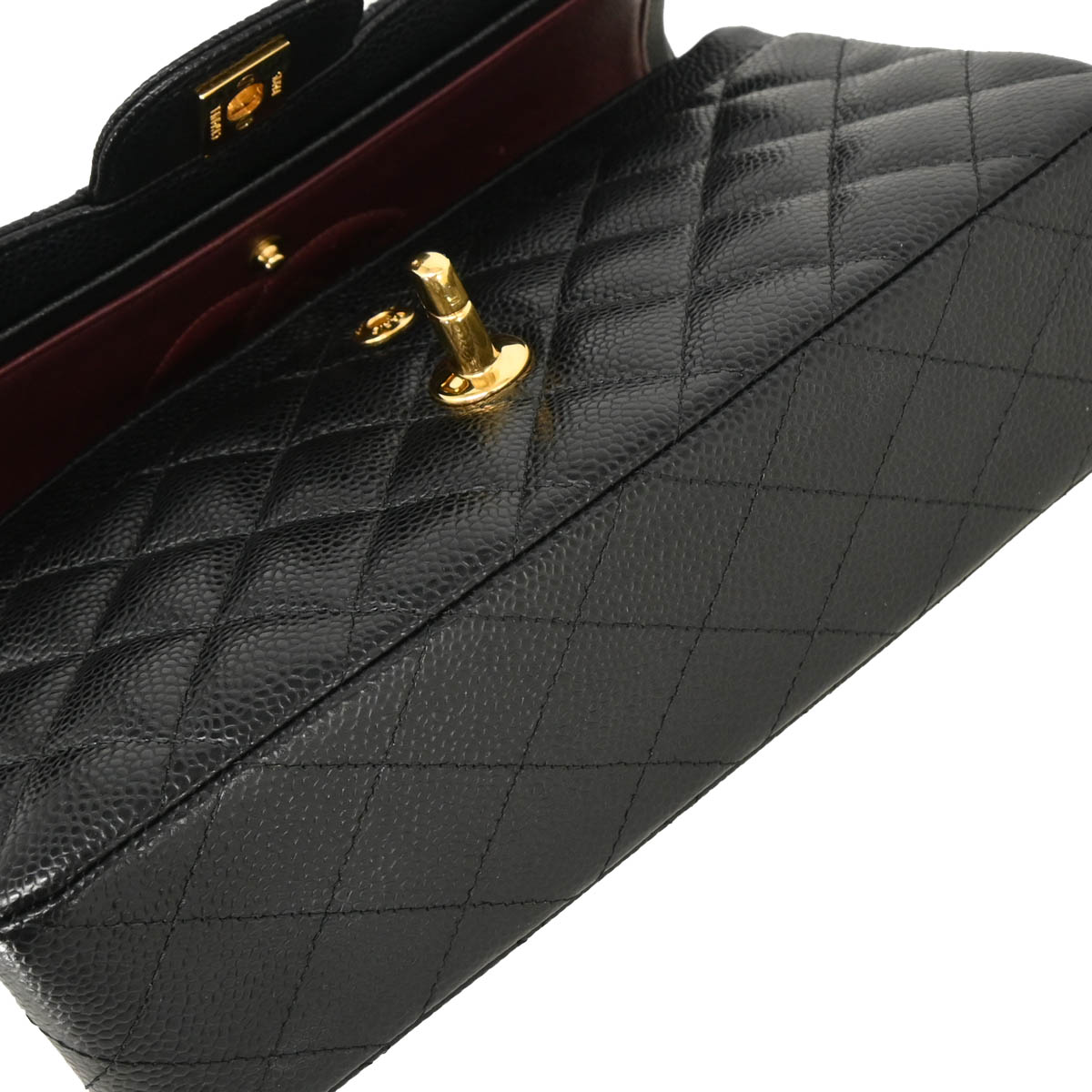 Chanel 2012 Black Caviar Small Classic Double Flap Shoulder Bag