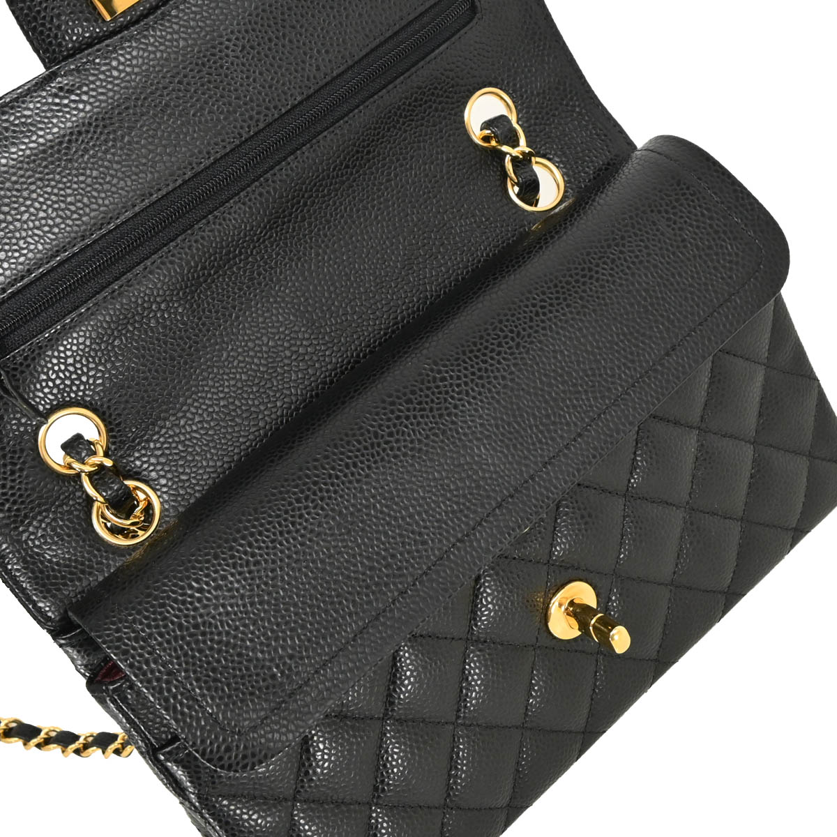 Chanel 2012 Black Caviar Small Classic Double Flap Shoulder Bag