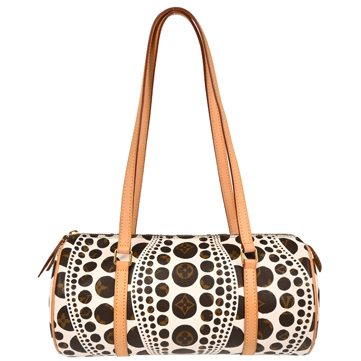 Louis Vuitton 2012 White Pumpkin Dot Papillon 30 Handbag M40687