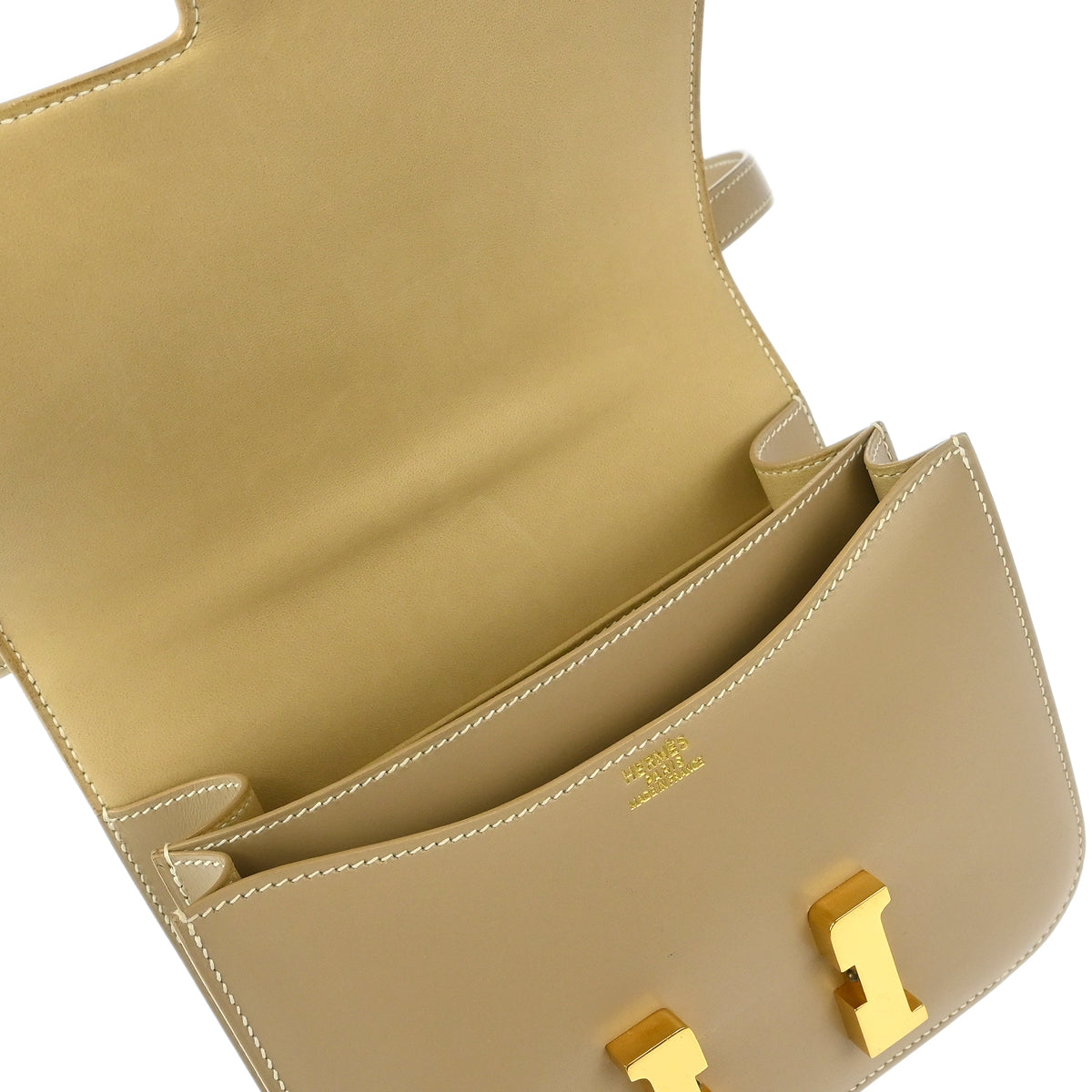 Hermes 2011 Beige Box Calf Mini Constance 18 Shoulder Bag