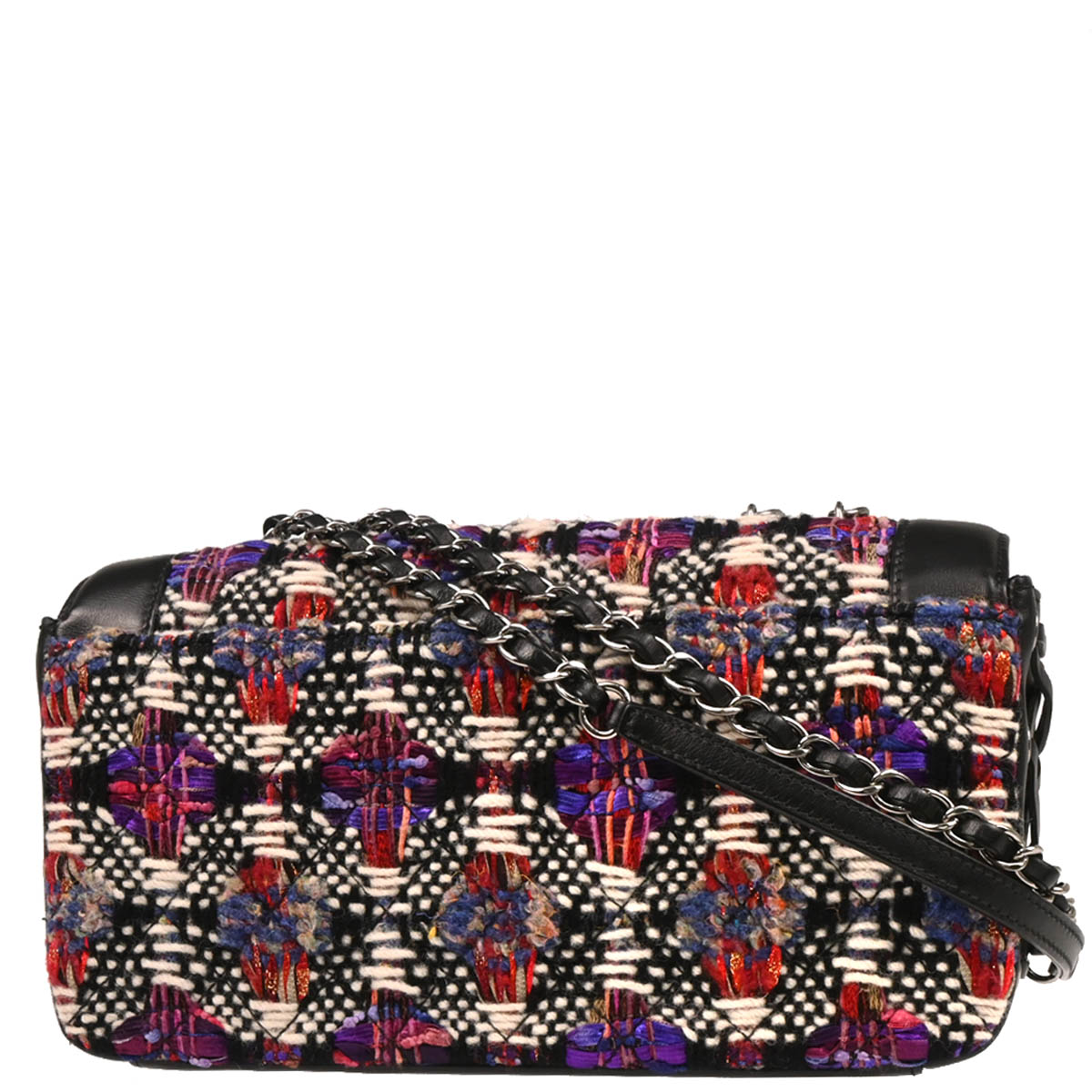 Chanel 2017 Black Lambskin Tweed Corset Flap Shoulder Bag