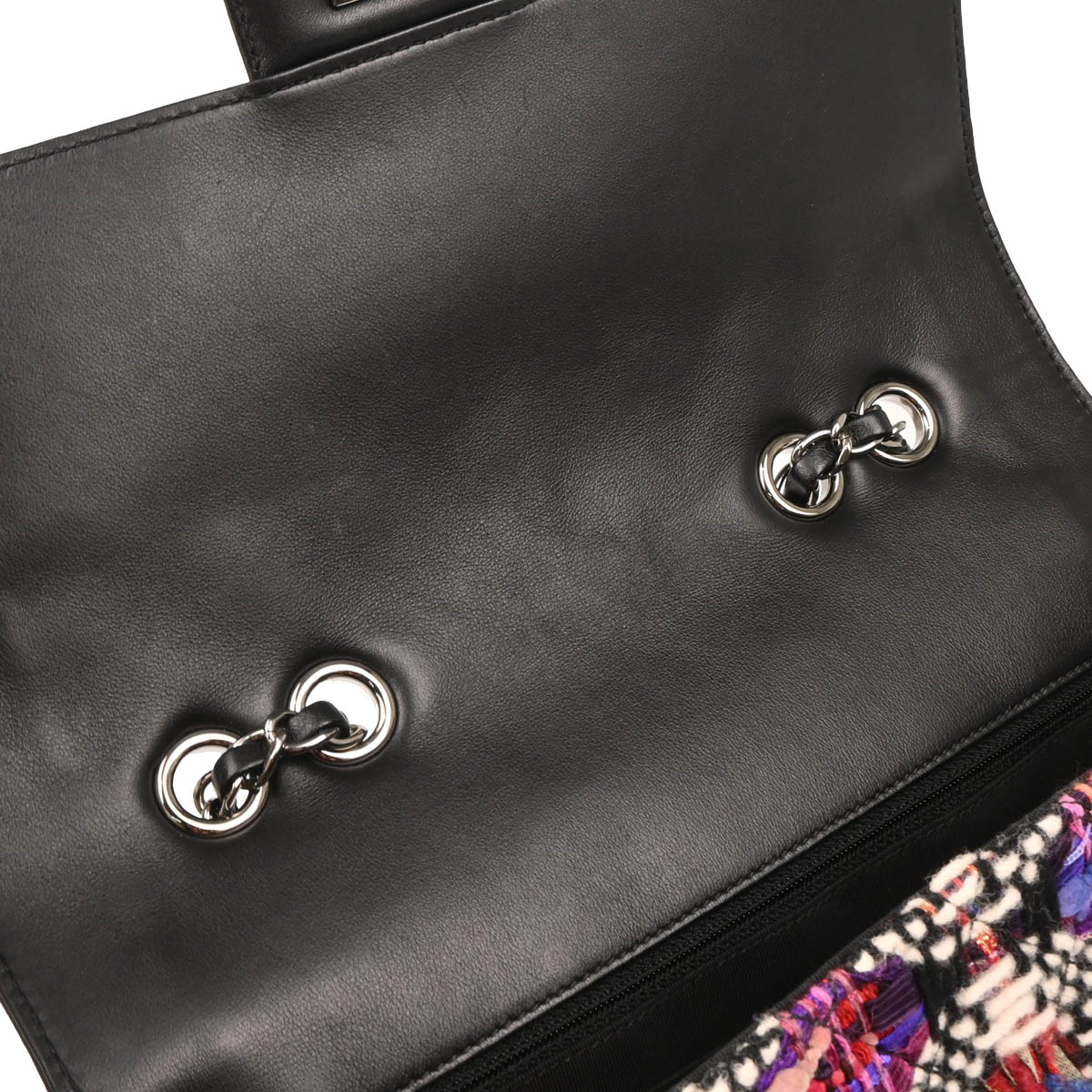 Chanel 2017 Black Lambskin Tweed Corset Flap Shoulder Bag