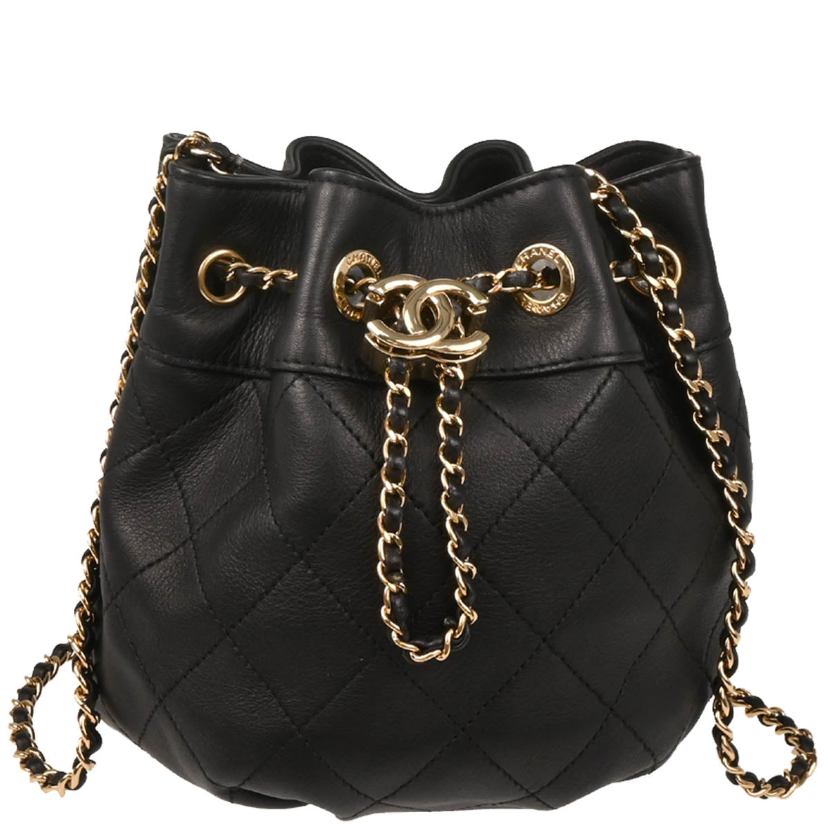 Chanel 2019 Black Calfskin Bucket Shoulder Bag