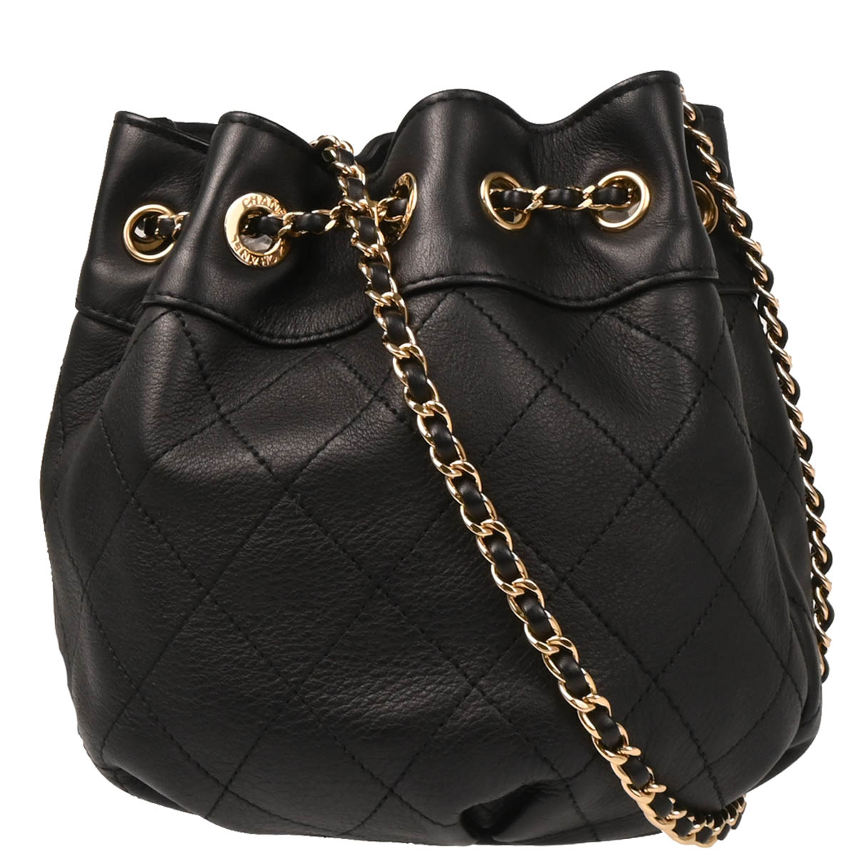 Chanel 2019 Black Calfskin Bucket Shoulder Bag