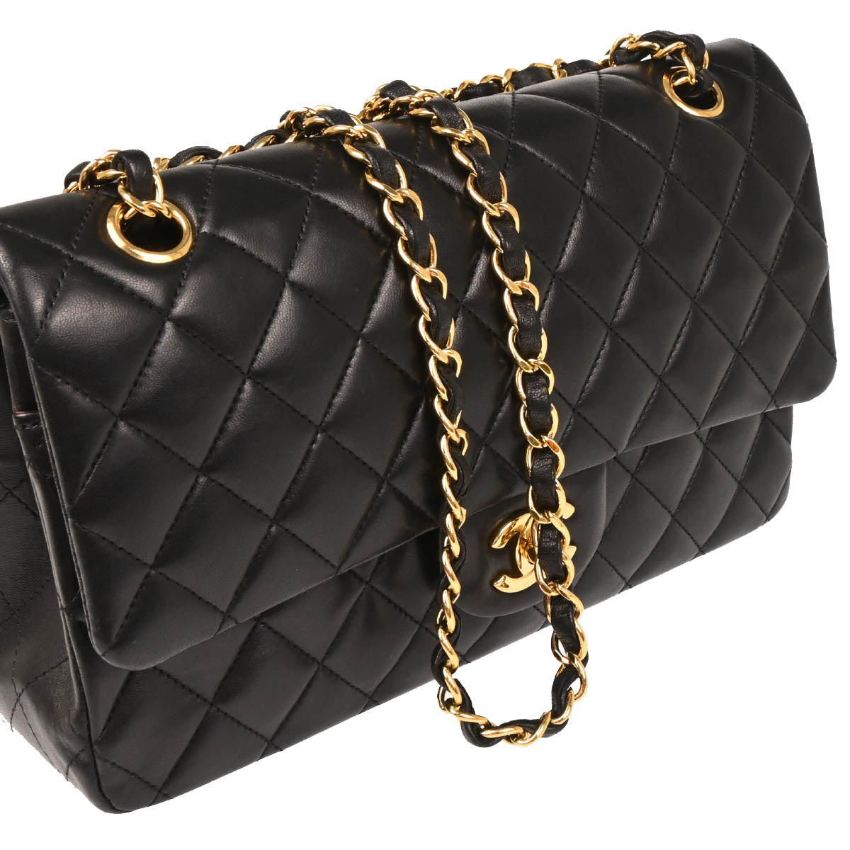 Chanel 2014-2015 Black Lambskin Medium Classic Double Flap Shoulder Bag