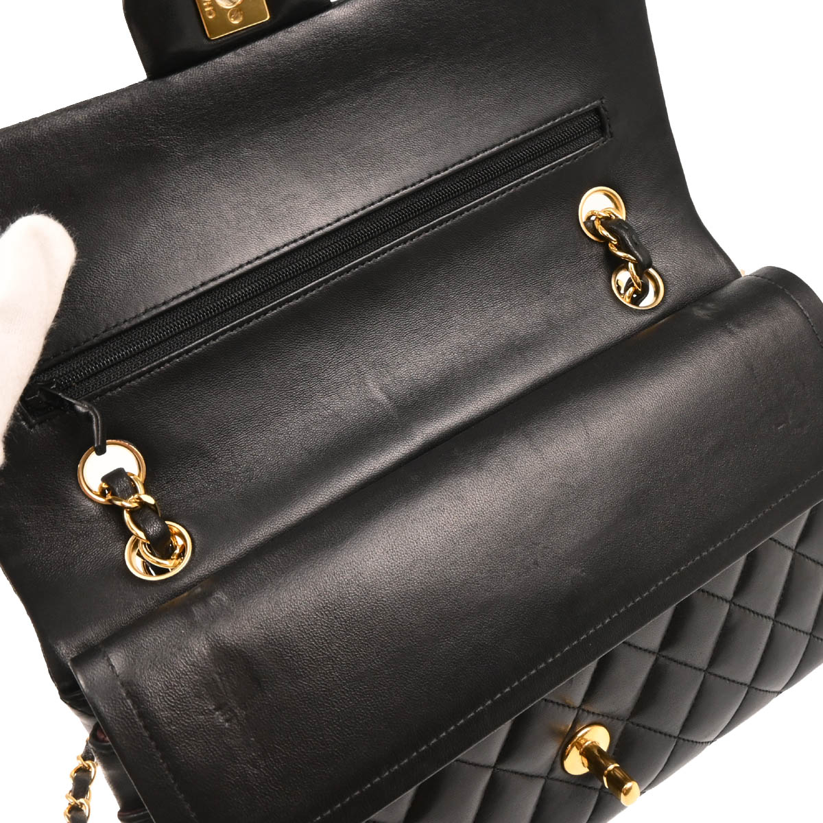 Chanel 2014-2015 Black Lambskin Medium Classic Double Flap Shoulder Bag