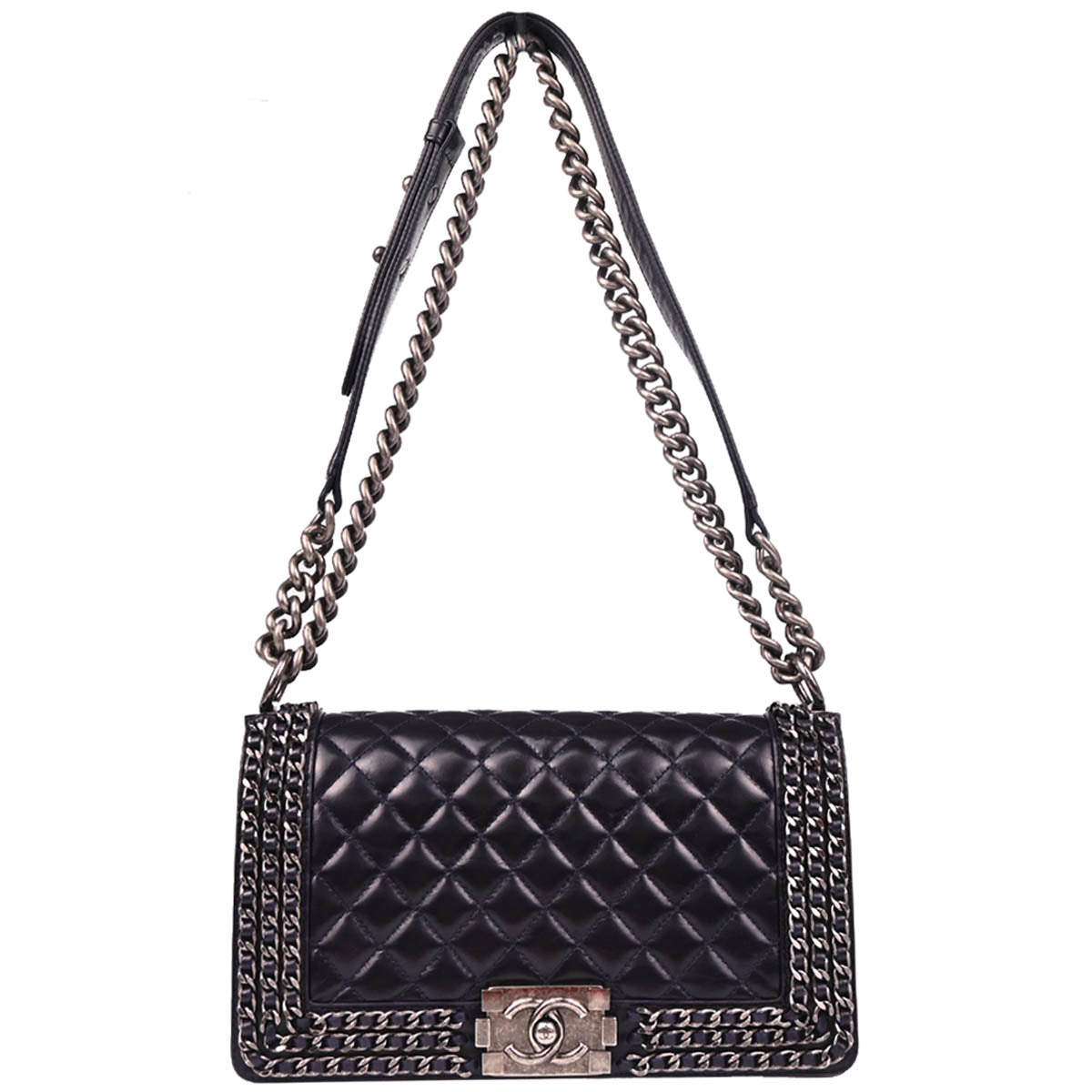 Boy Chanel 2017 Dark Navy Calfskin Medium Shoulder Bag