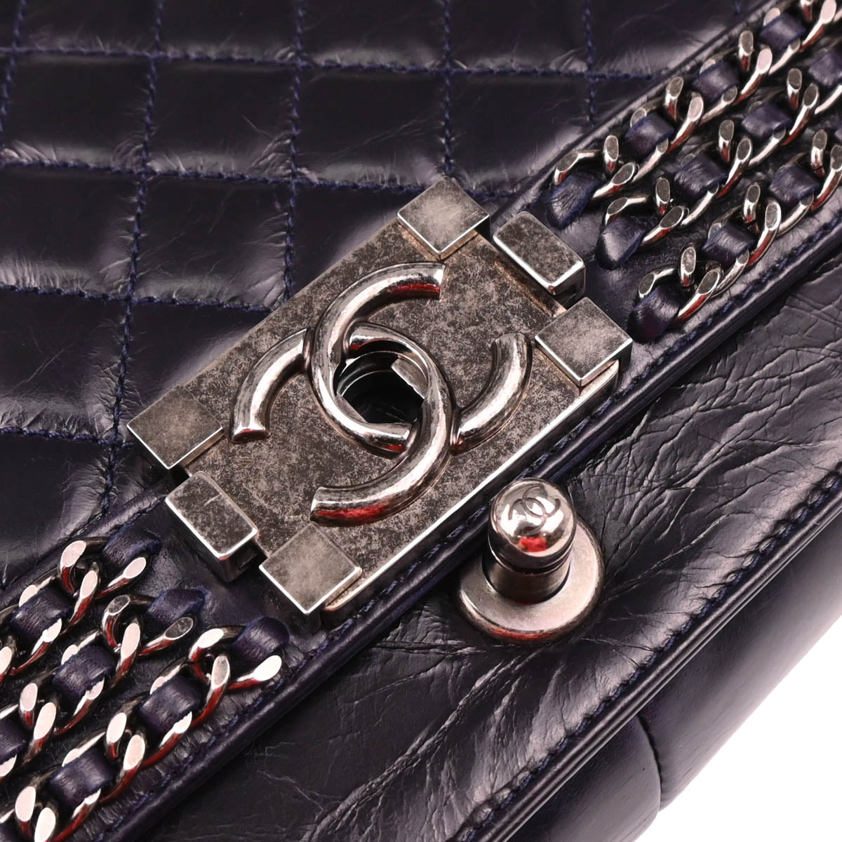 Boy Chanel 2017 Dark Navy Calfskin Medium Shoulder Bag