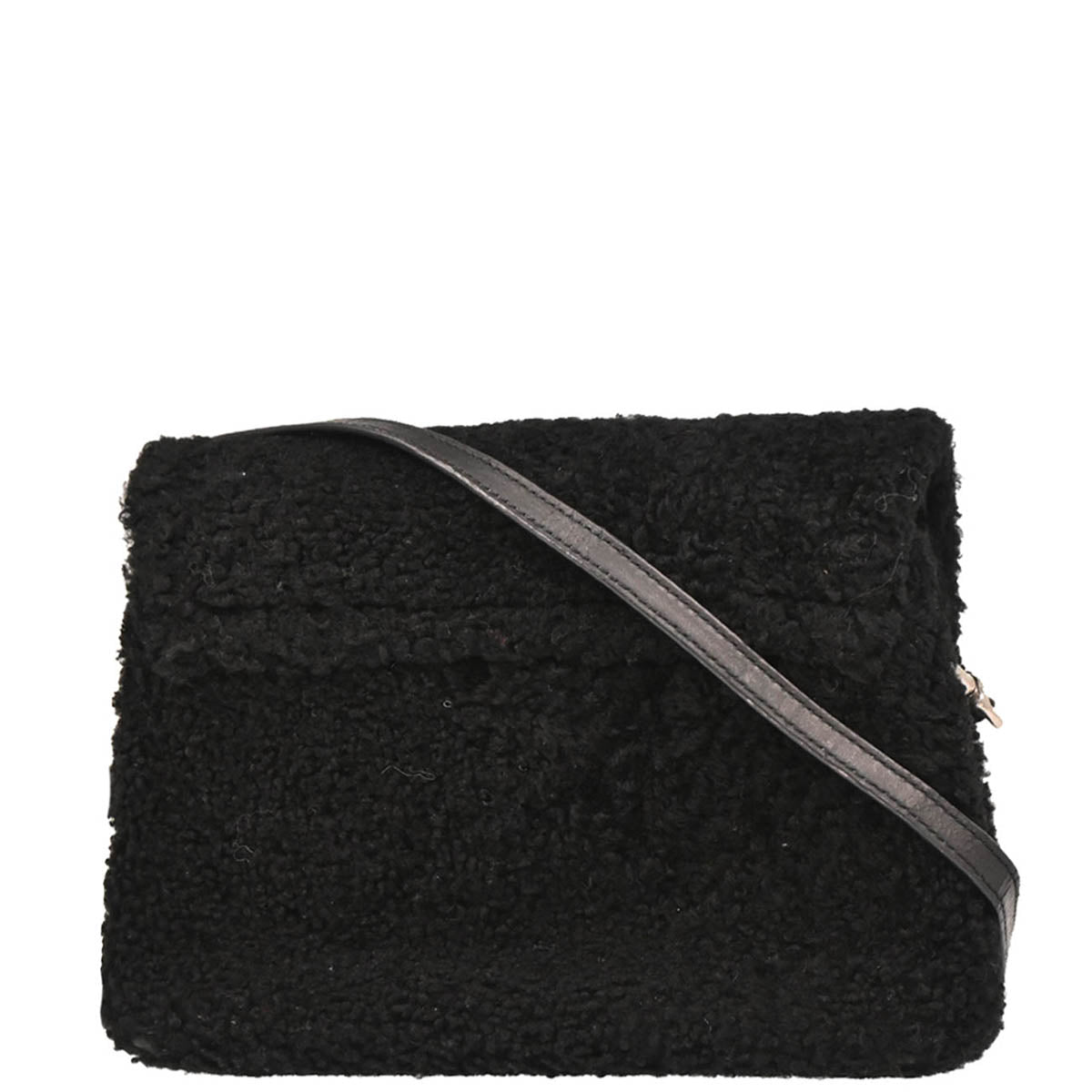 Saint Laurent Black Loulou Shearling Toy Bag Shoulder Bag