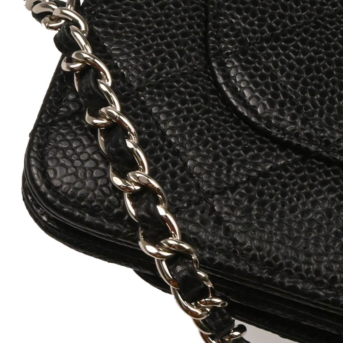 Chanel 2017-2018 Black Caviar Classic WOC Wallet on Chain Shoulder Bag