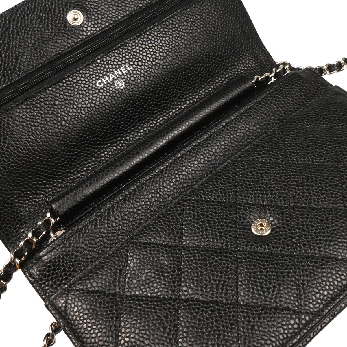 Chanel 2017-2018 Black Caviar Classic WOC Wallet on Chain Shoulder Bag