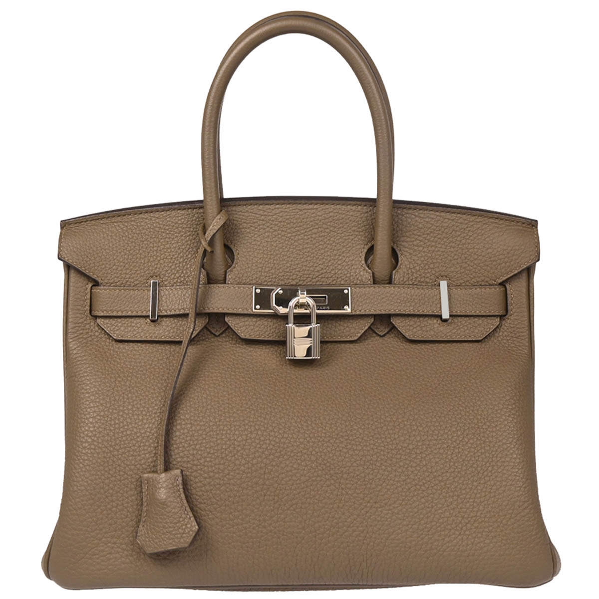 Hermes 2015 Taupe Gray Taurillon Clemence Birkin 30 Handbag