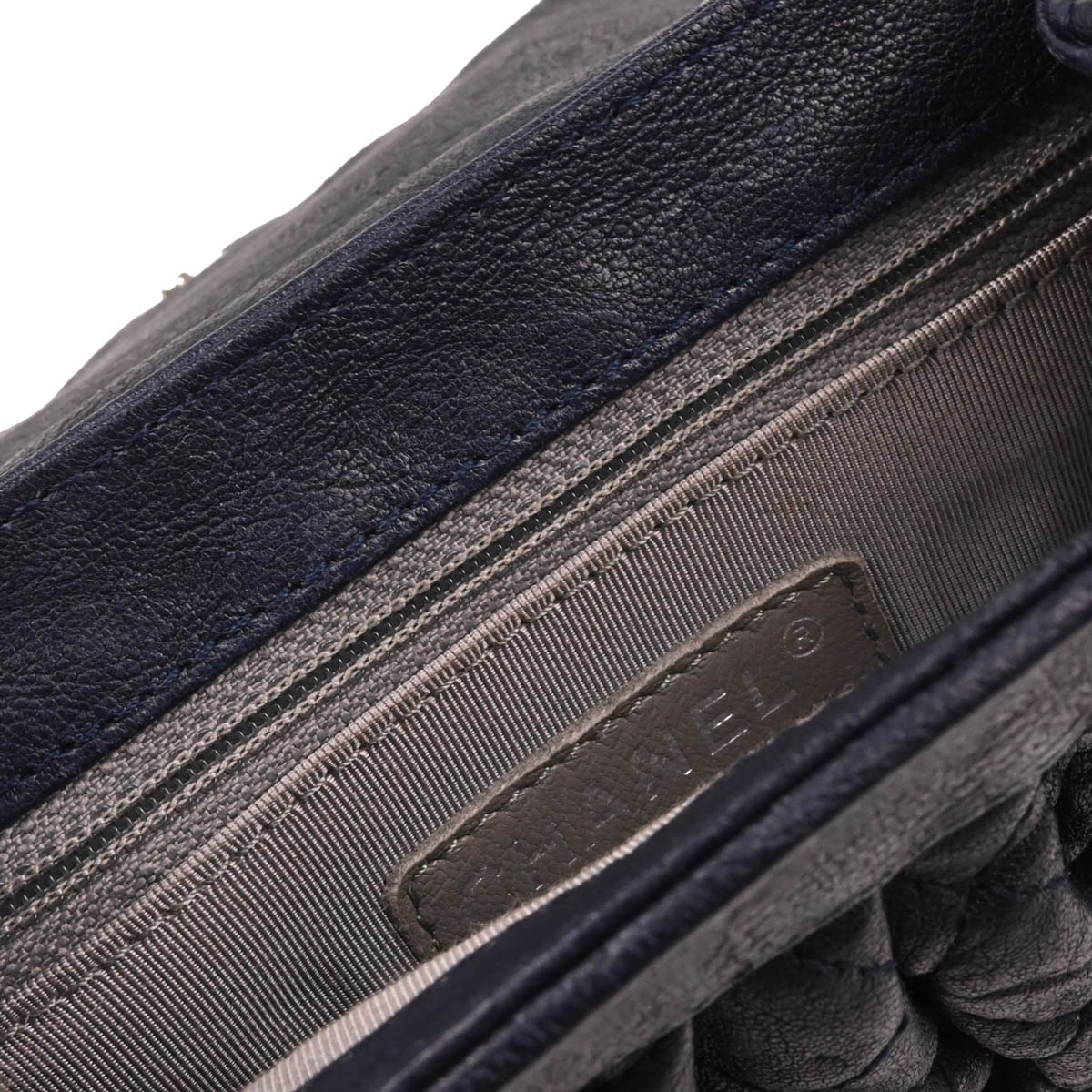 Chanel 2014 Navy Calfskin Chain Around Shoulder Bag