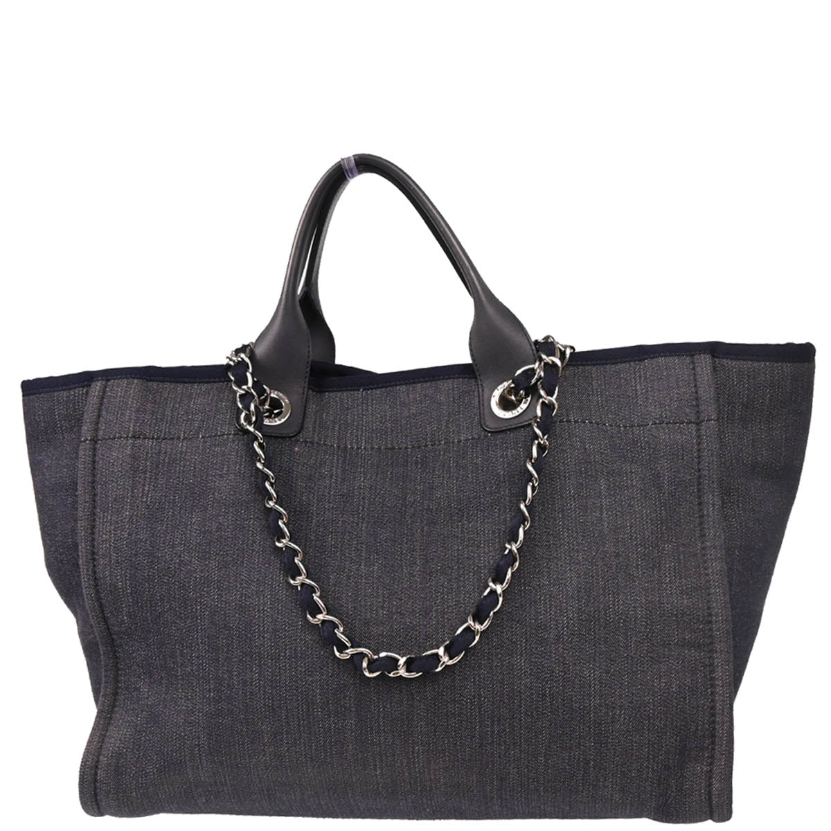 Chanel 2014-2015 Navy Denim Medium Deauville 2way Shoulder Tote Bag