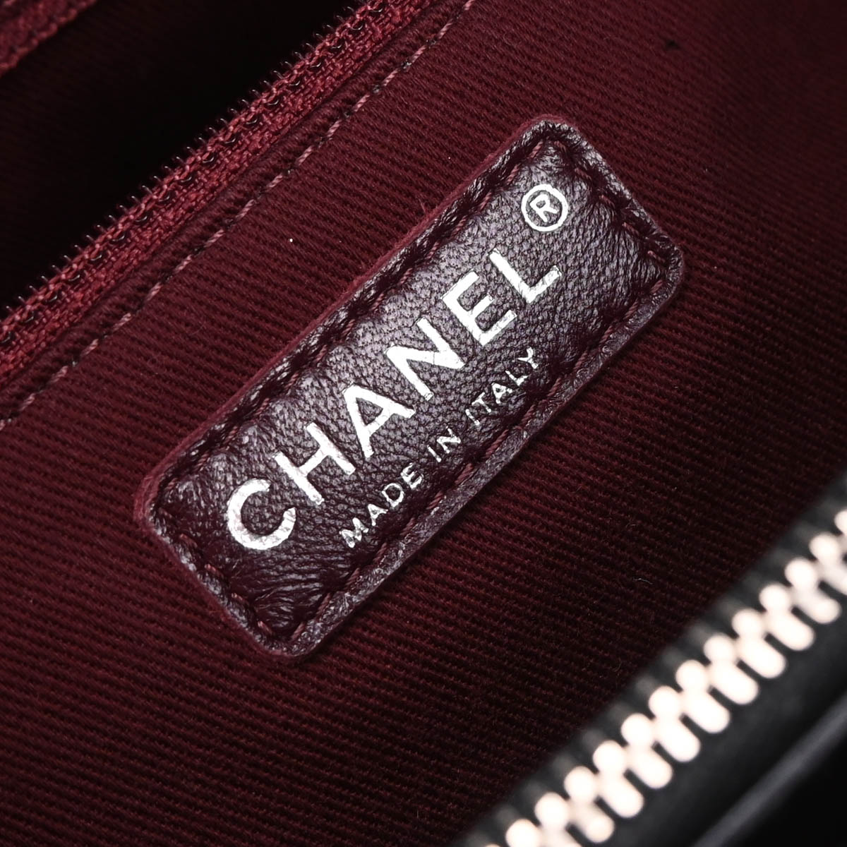 Chanel 2014 Black Lambskin Patent Leather Chain Tote Handbag