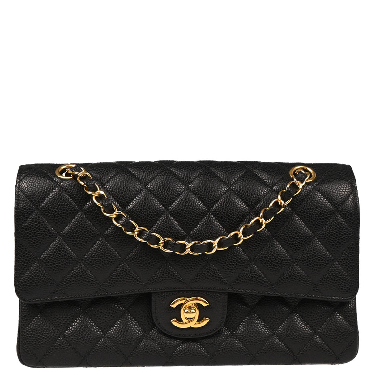 Chanel 2014 Black Caviar Medium Classic Double Flap Shoulder Bag