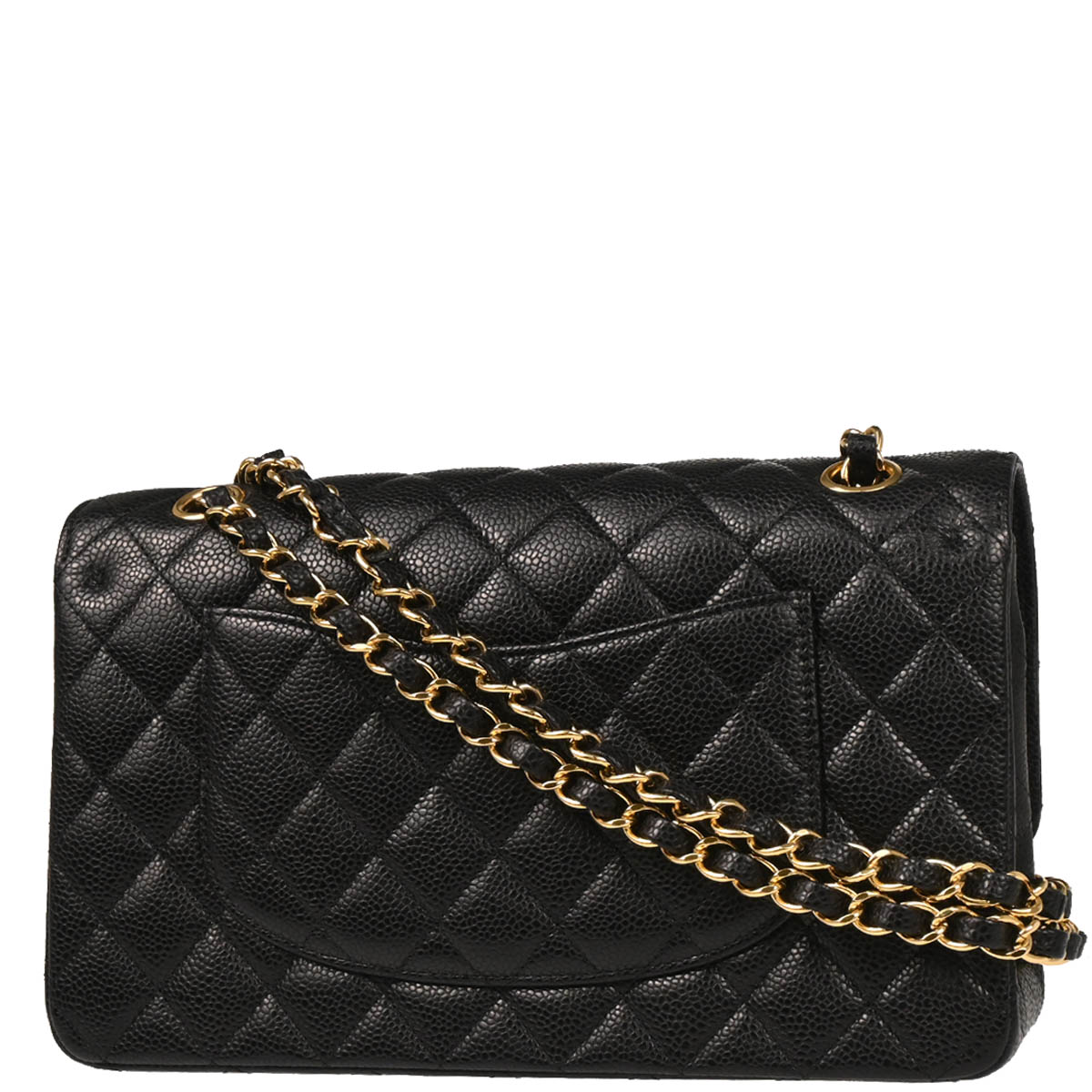Chanel 2014 Black Caviar Medium Classic Double Flap Shoulder Bag