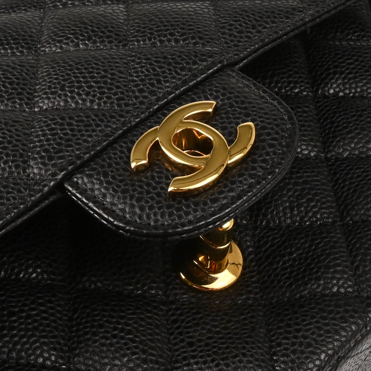 Chanel 2014 Black Caviar Medium Classic Double Flap Shoulder Bag