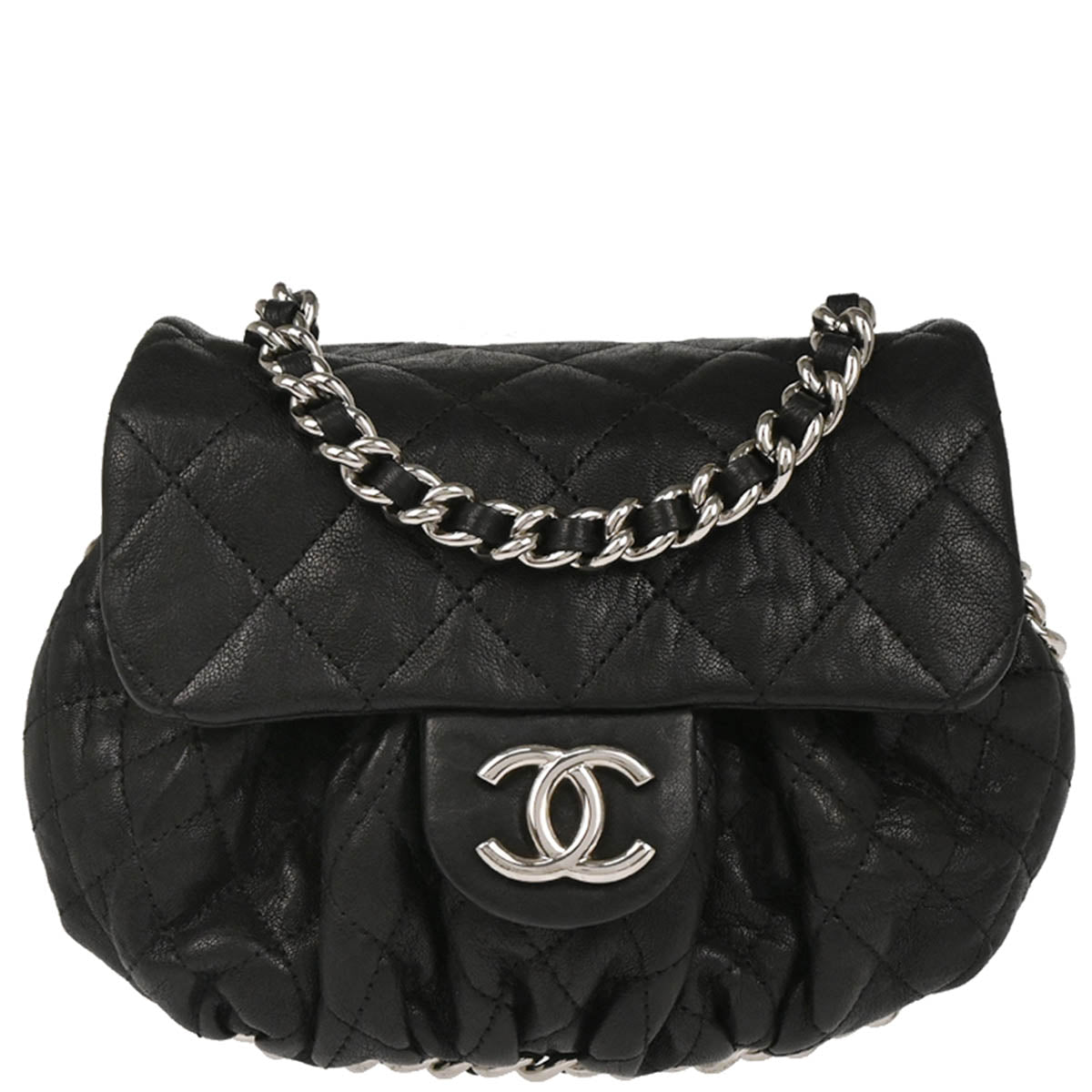 Chanel 2014 Black Calfskin Chain Around Shoulder Bag