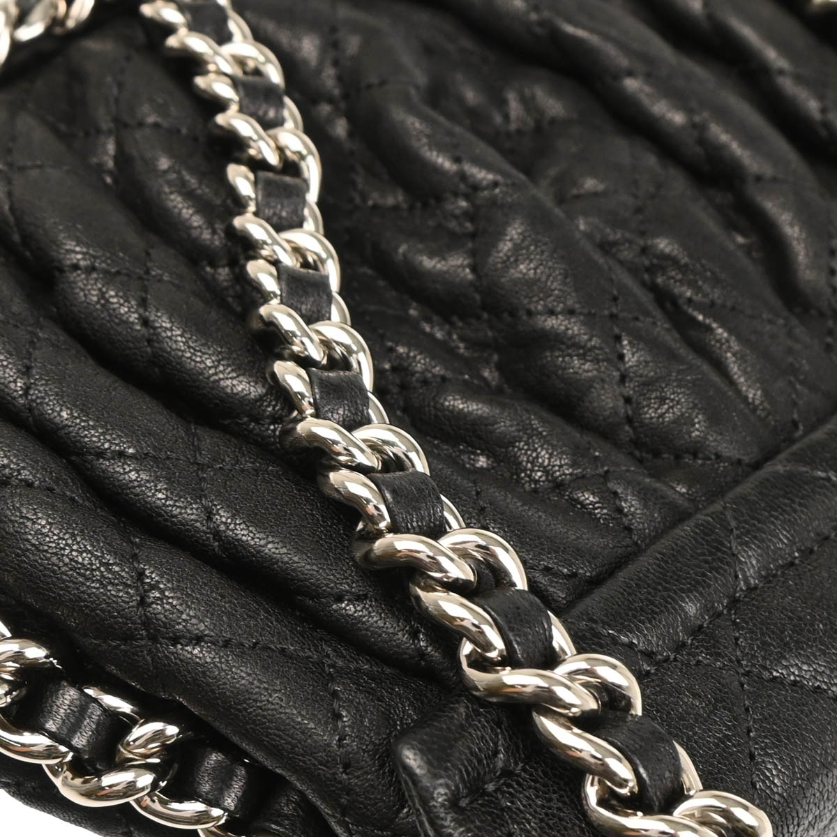 Chanel 2014 Black Calfskin Chain Around Shoulder Bag