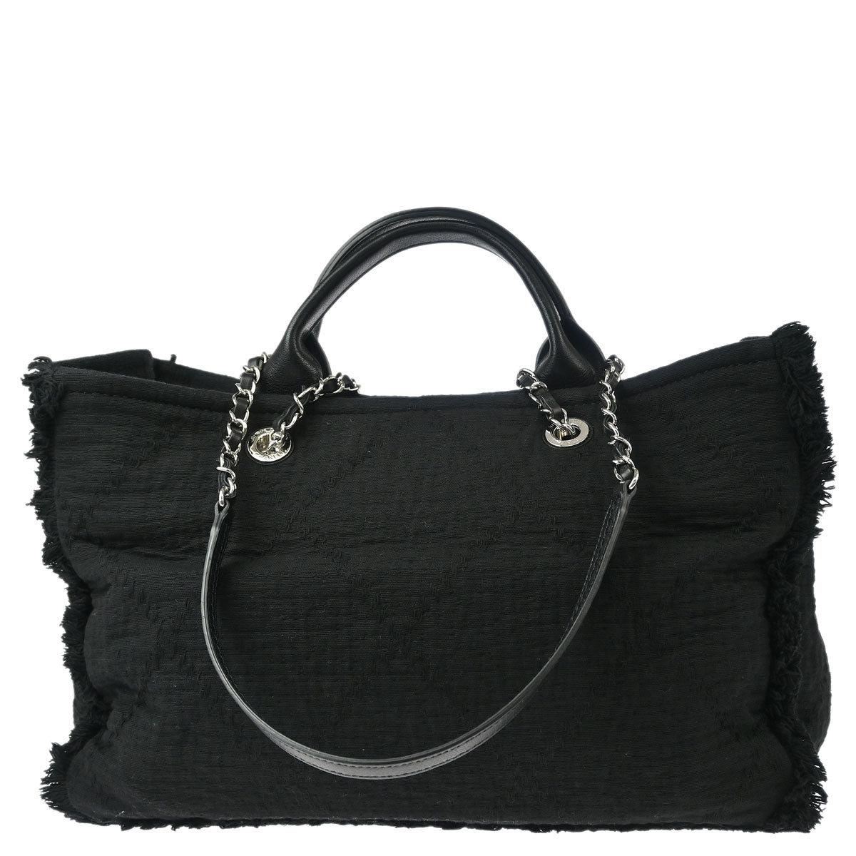 Chanel 2018 Black Canvas Small Deauville 2way Shoulder Tote Bag