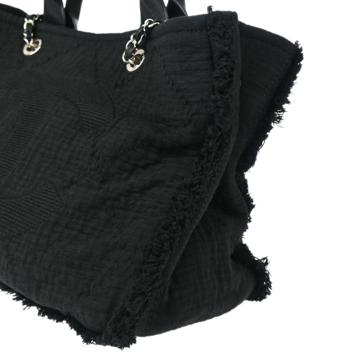 Chanel 2018 Black Canvas Small Deauville 2way Shoulder Tote Bag