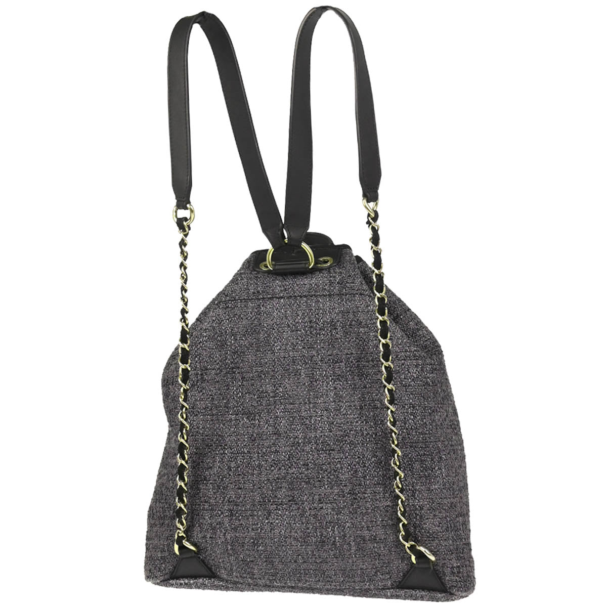 Chanel 2019 Gray Canvas Deauville Bucket Backpack