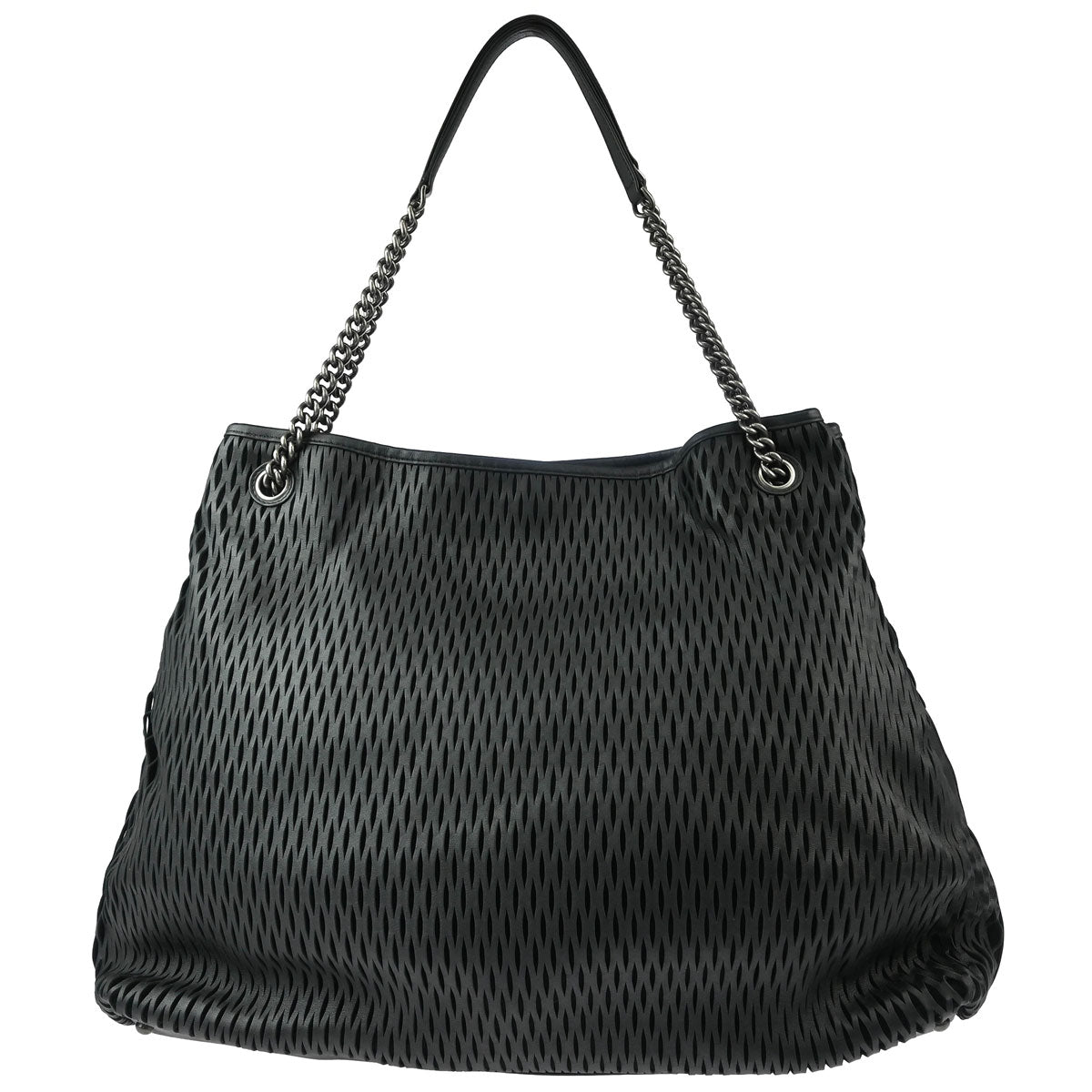 Chanel 2014-2015 Black Calfskin Mesh CC Chain Tote Handbag