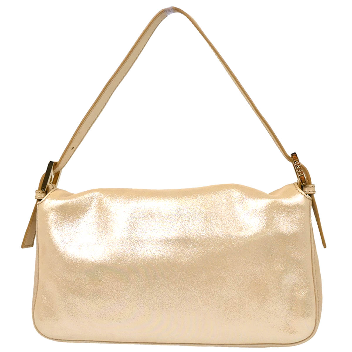 Fendi Metallic White Leather Baguette Handbag