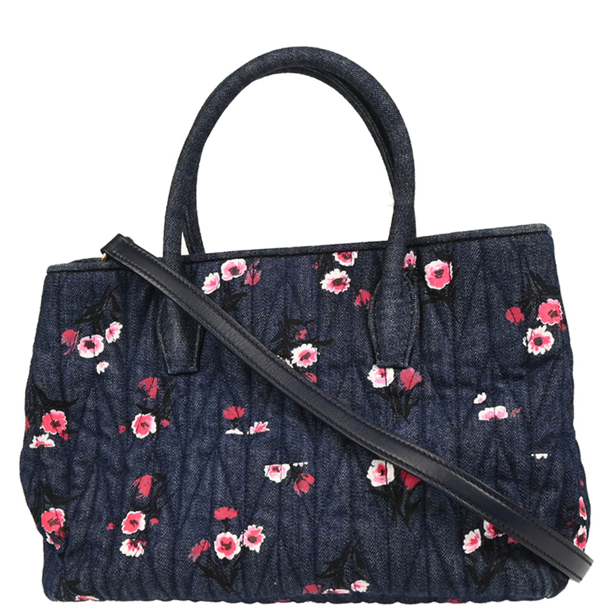 Miu Miu Navy Denim Matelasse 2way Tote Bag