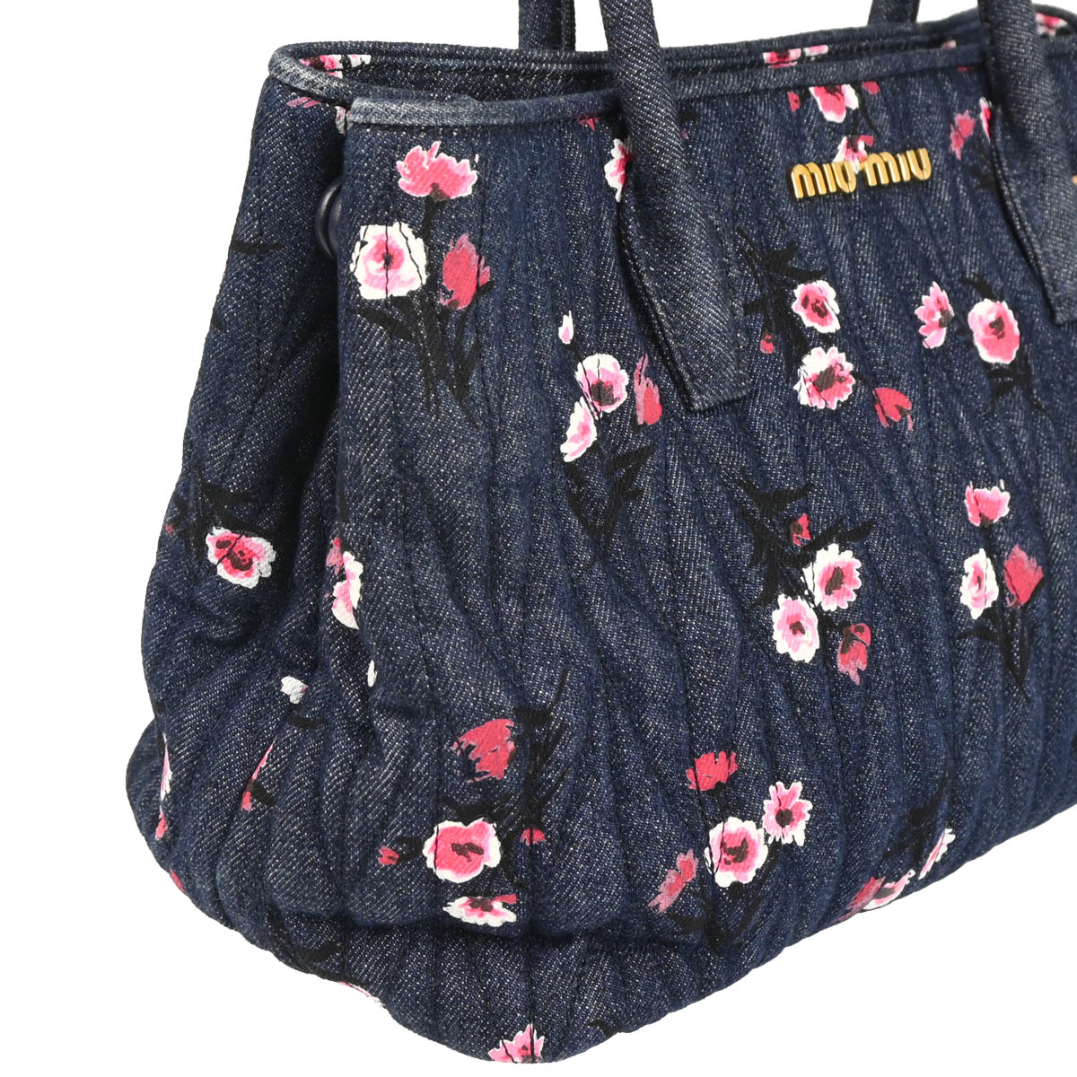 Miu Miu Navy Denim Matelasse 2way Tote Bag