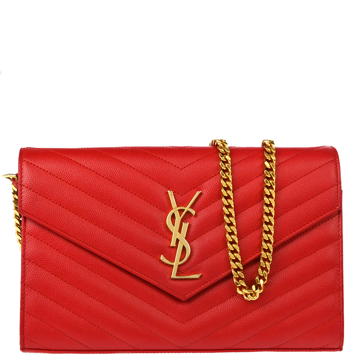 Saint Laurent Red Envelope WOC Wallet on Chain Shoulder Bag