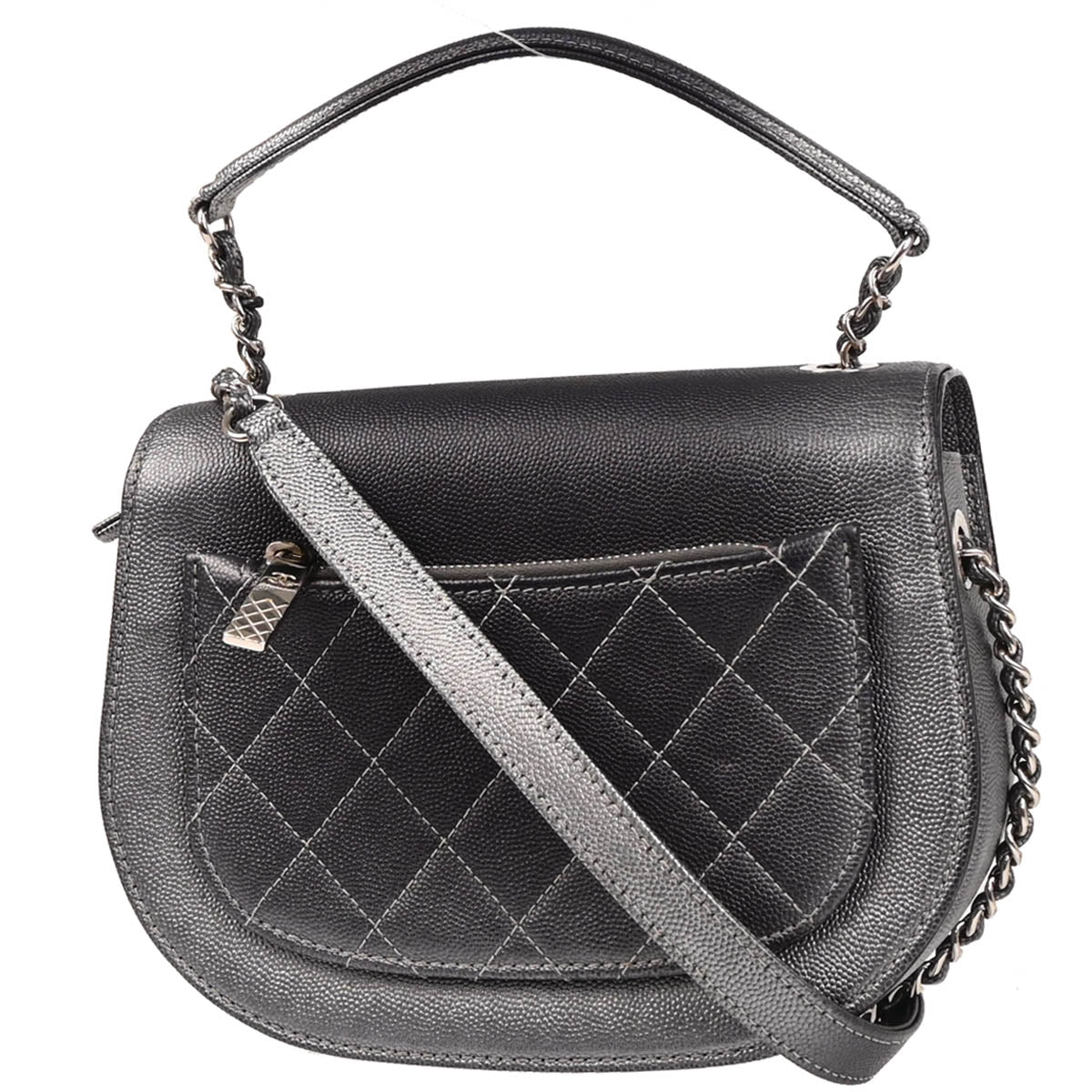 Chanel 2019 Gray Silver Caviar Coco Curve 2way Shoulder Handbag