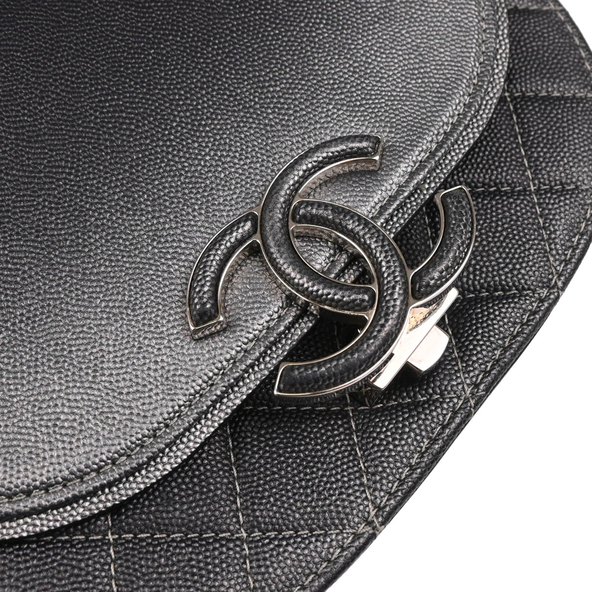 Chanel 2019 Gray Silver Caviar Coco Curve 2way Shoulder Handbag