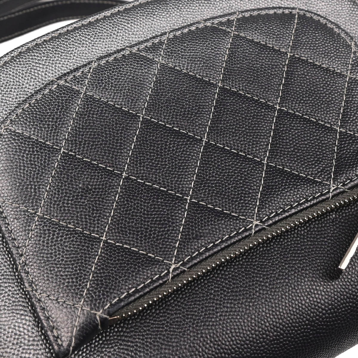 Chanel 2019 Gray Silver Caviar Coco Curve 2way Shoulder Handbag