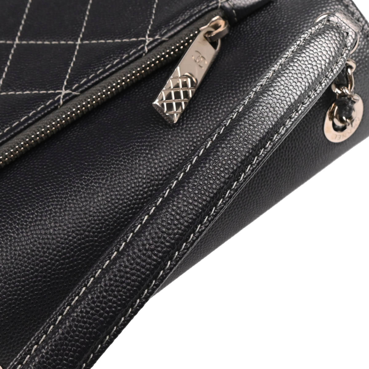 Chanel 2019 Gray Silver Caviar Coco Curve 2way Shoulder Handbag