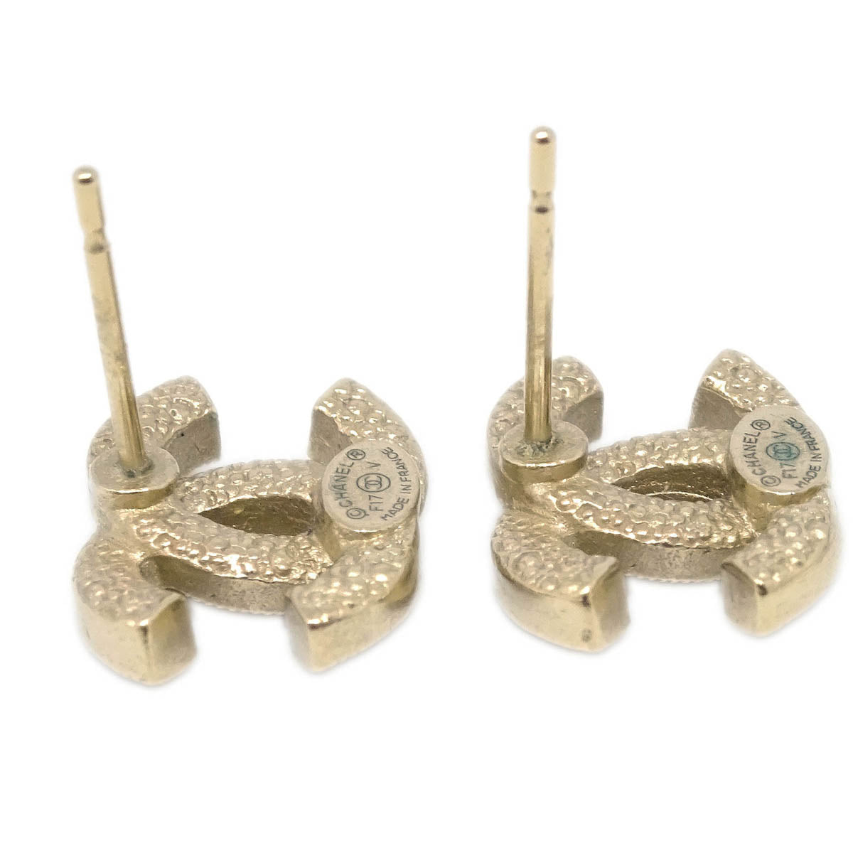 Chanel Piercing Earrings Gold Rhinestone CC F17V